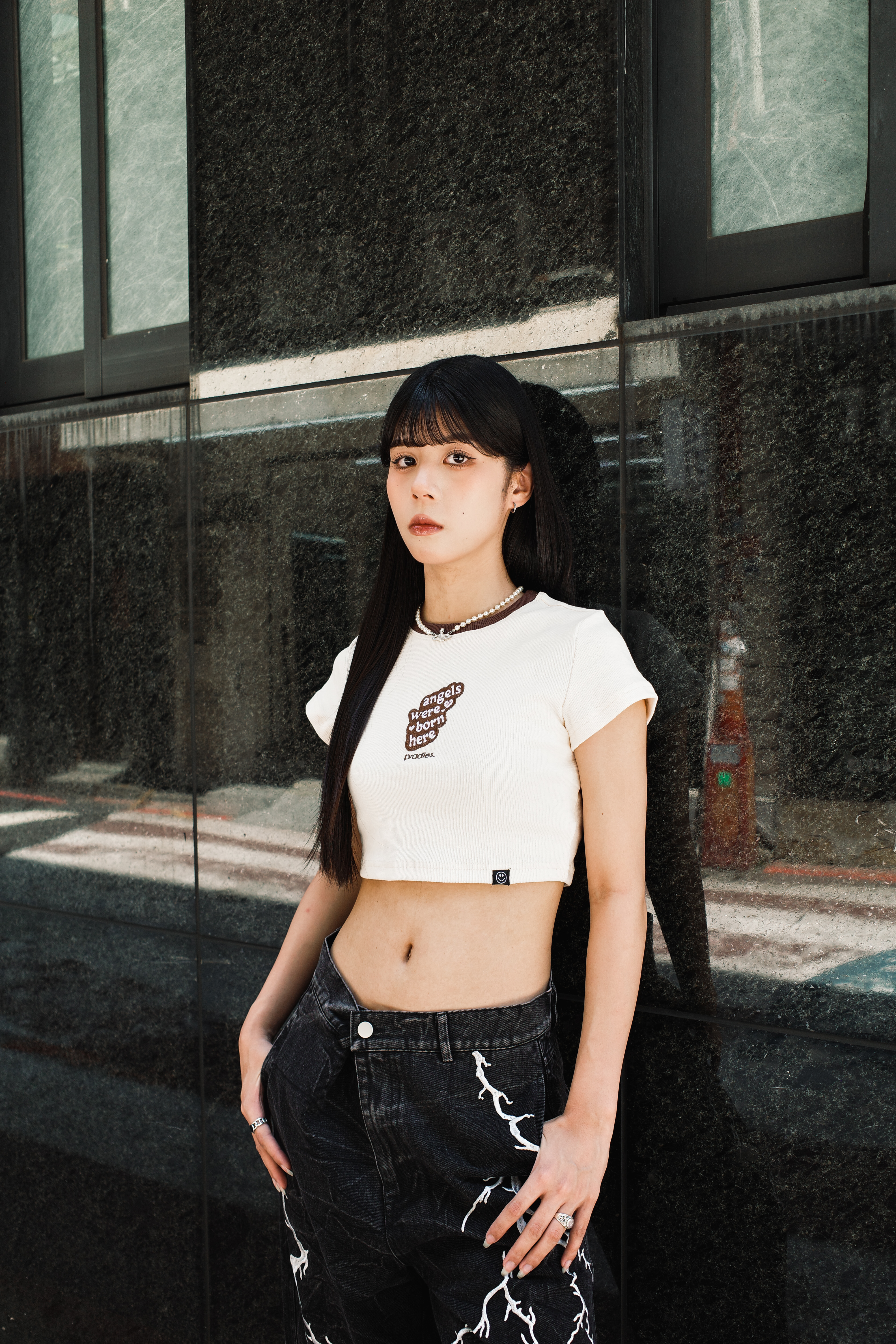 『Always_Good』滾邊領 電繡 短版 上衣