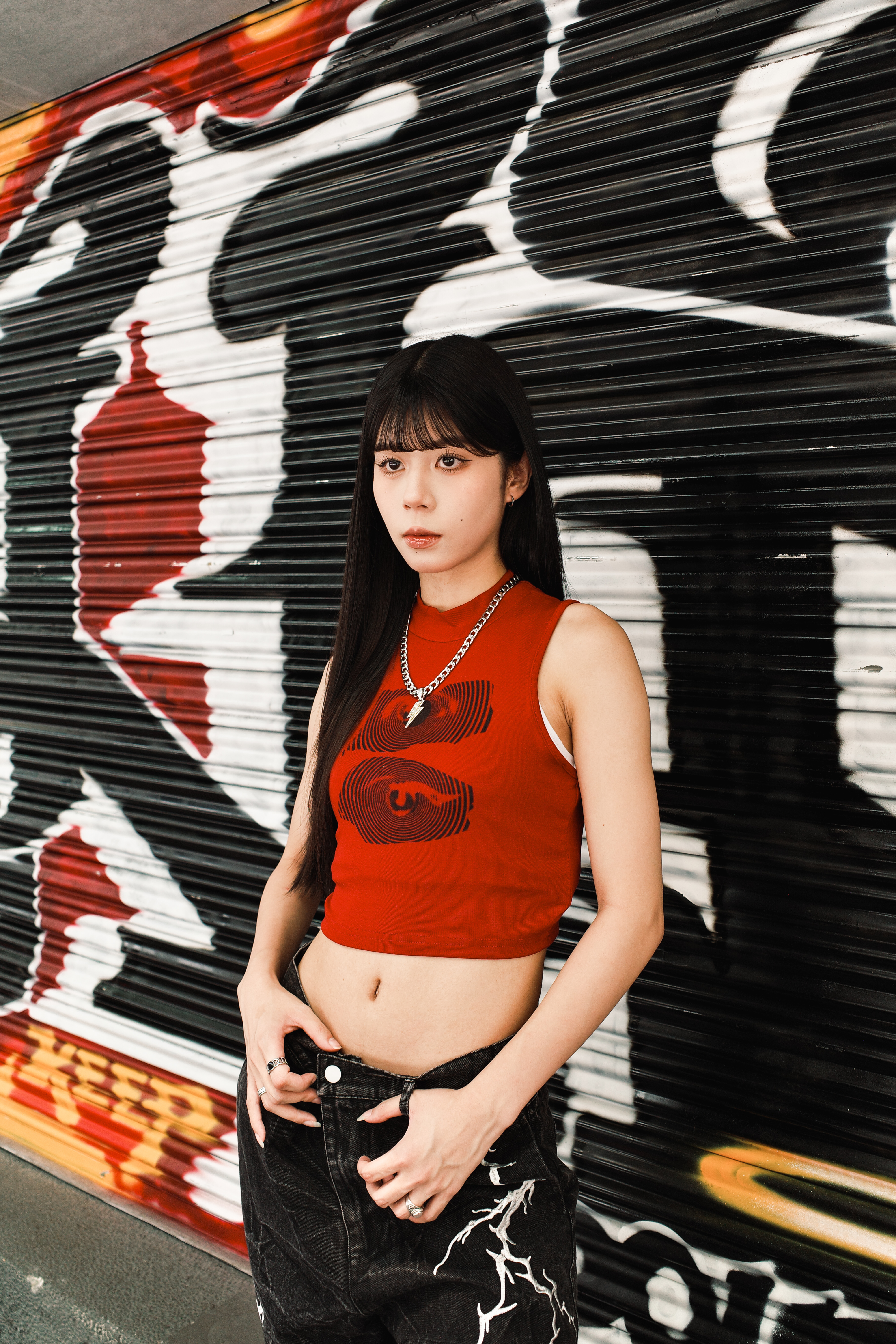 『Always_Good』漩渦 高領 短版 背心