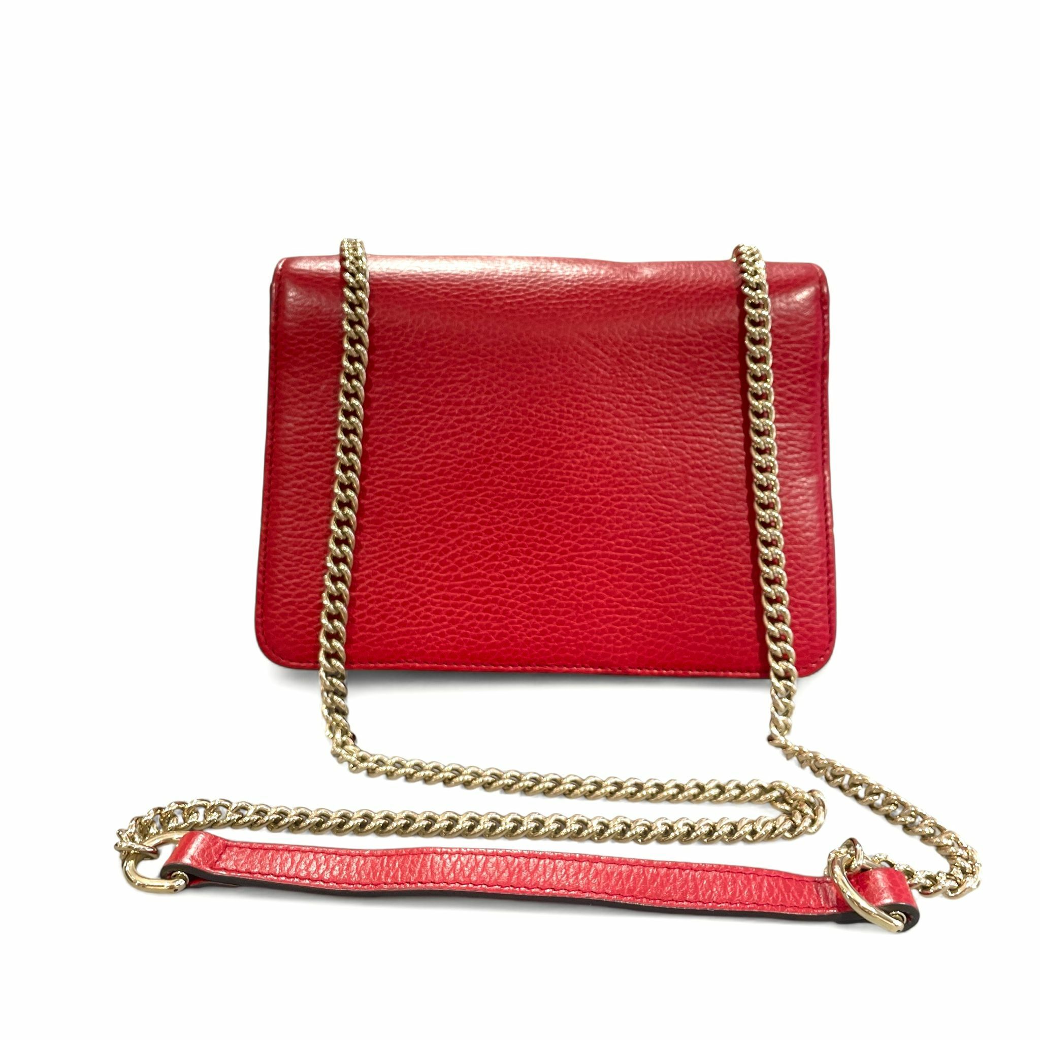 99%NEW二手Gucci斜挎包 510304 紅色牛皮金扣 Interlocking G shoulder bag #香榭站正品