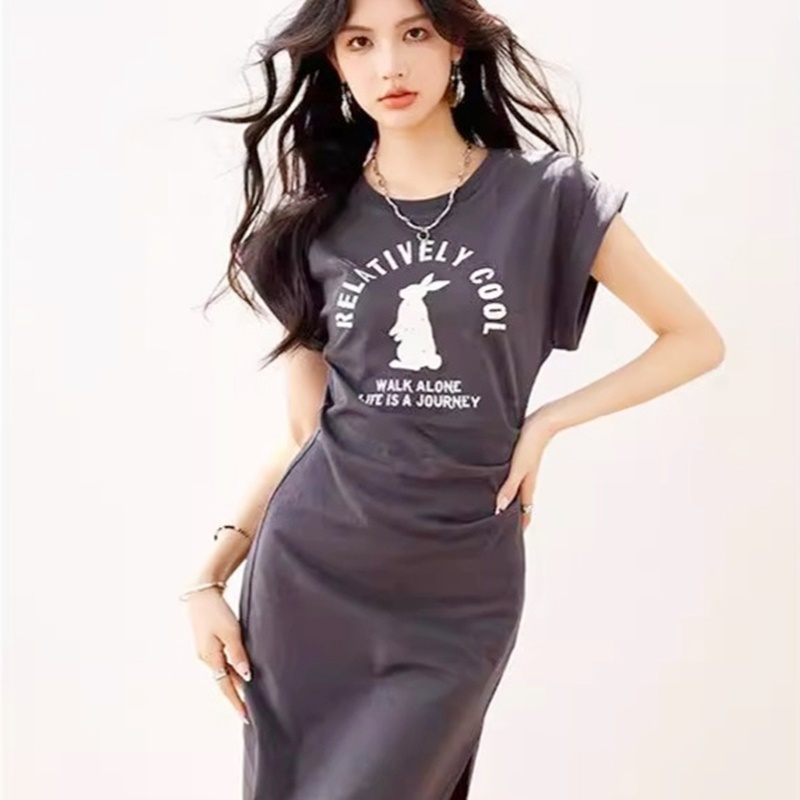 寬袖印花柔棉洋裝 兩色