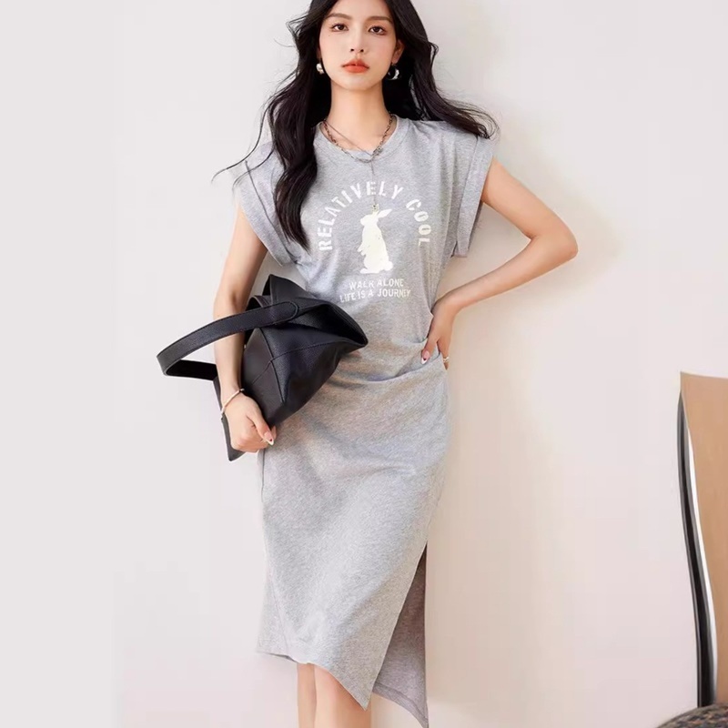 寬袖印花柔棉洋裝 兩色