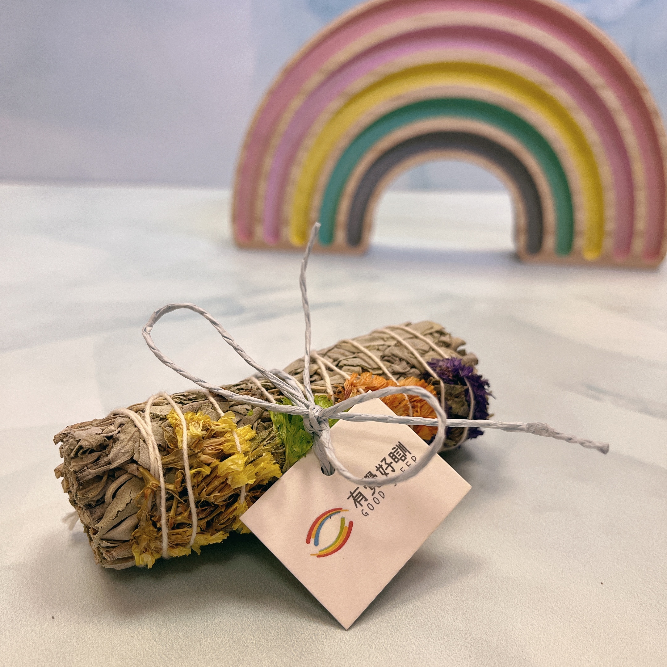 4吋四色天然花白鼠尾草棒