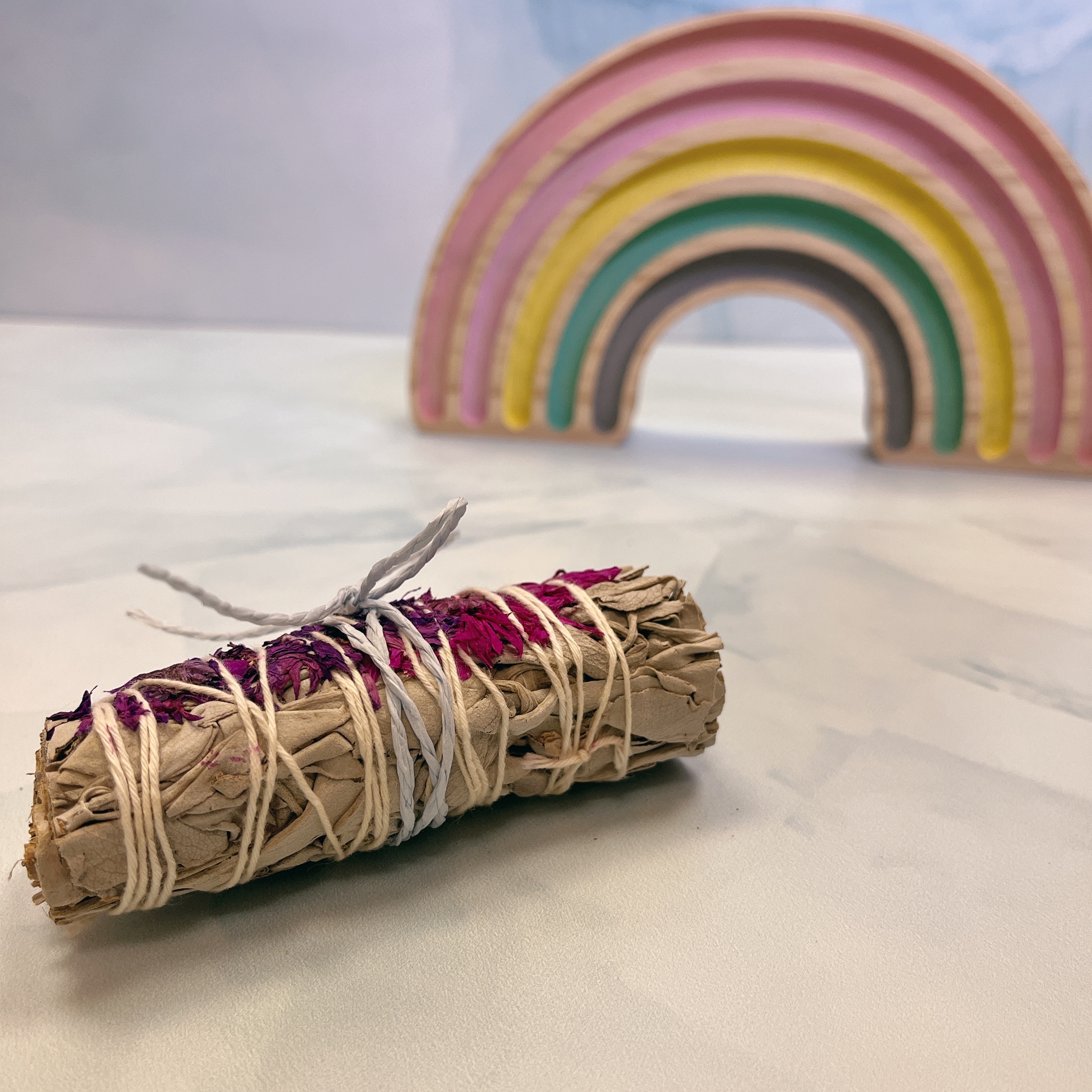 4吋紫色天然花白鼠尾草棒