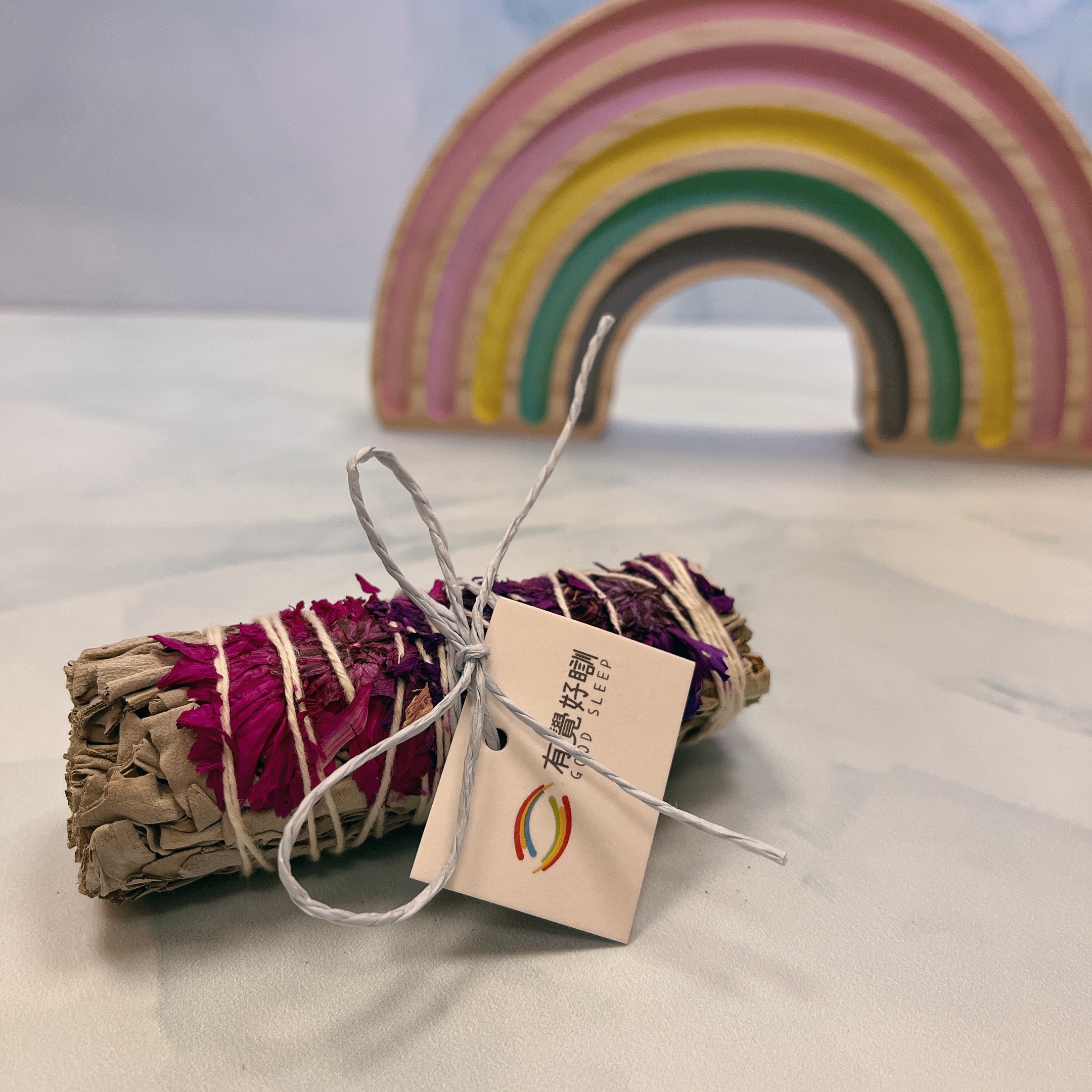 4吋紫色天然花白鼠尾草棒