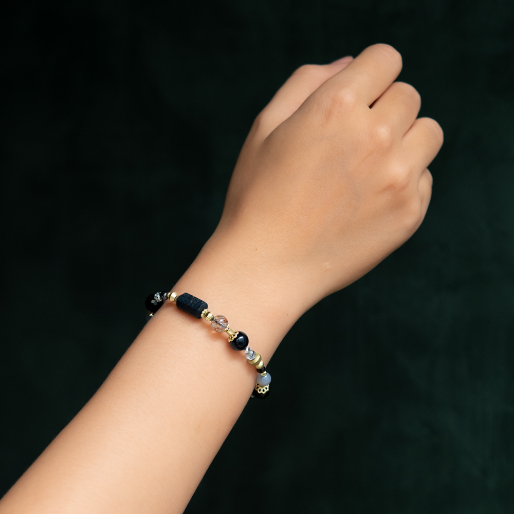 火光之美｜碧璽黑銅髮晶藍虎眼手鍊 C1652