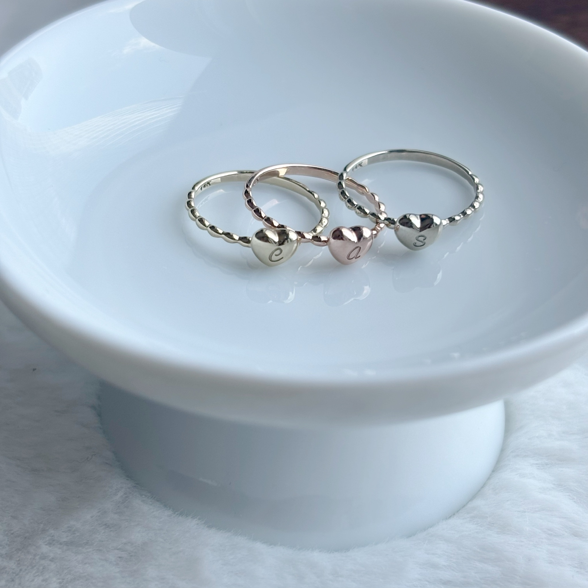 14K Initial Heart戒指