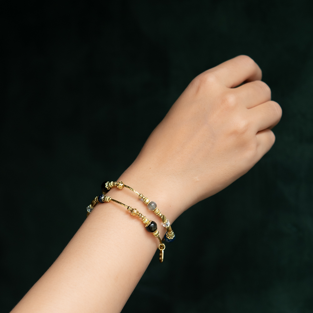 星空製造所｜藍晶金曜石拉長石雙圈手鍊 C1661