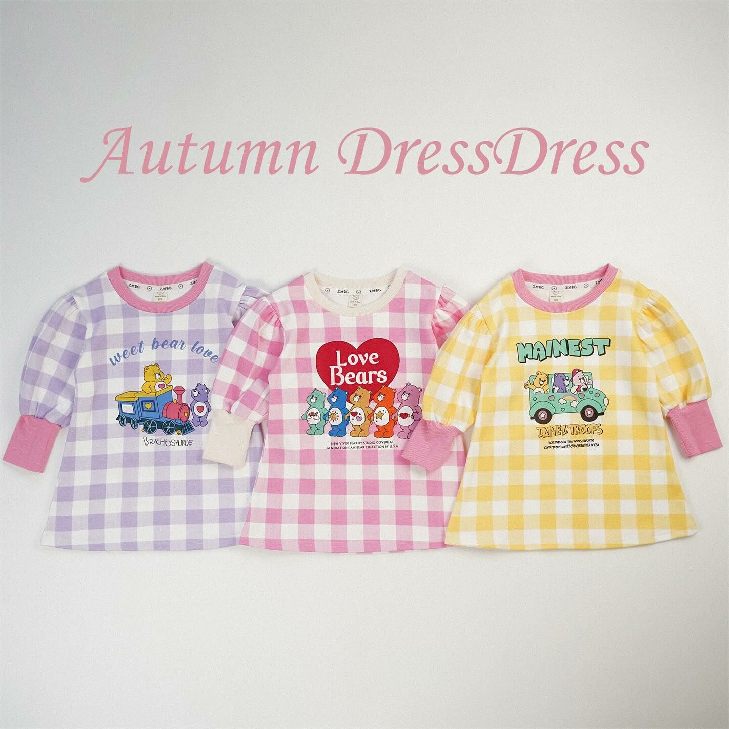 格紋糖果熊洋裝