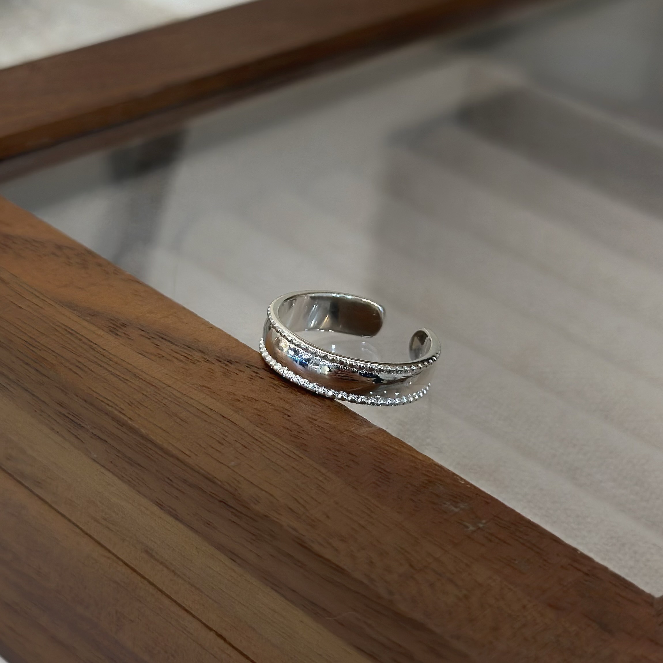 H20素面圓弧純銀調整戒