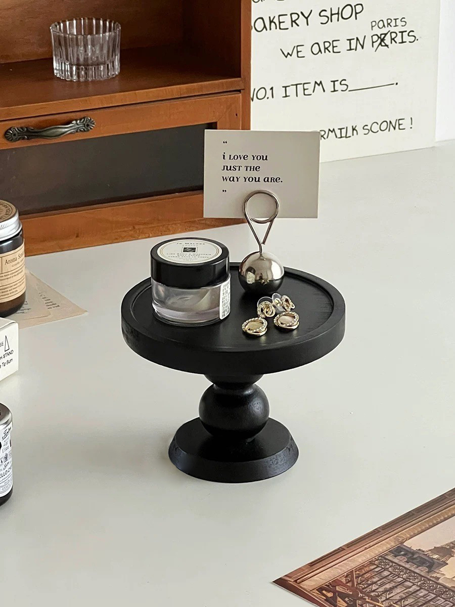 經典黑羅馬柱收納飾品展示盤擺件