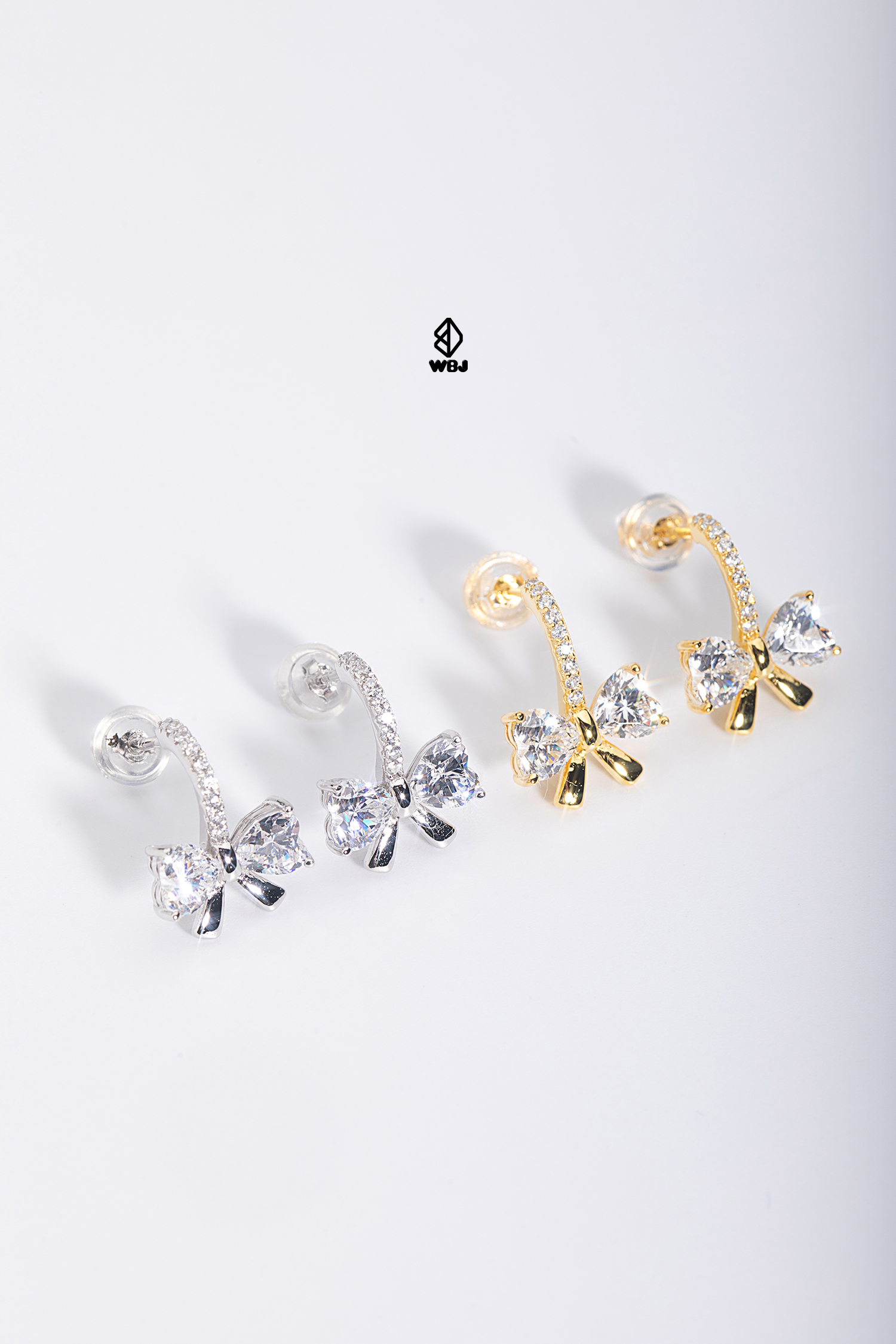 兩克拉緞帶蝴蝶結耳環 ◇ 心型寶石切割