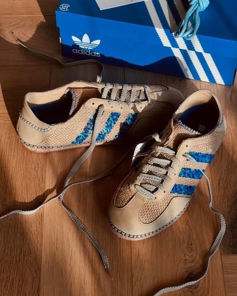 【代購】Clot x Adidas Originals Gazelle 聯名款 陳冠希 藍串珠 亞麻卡其