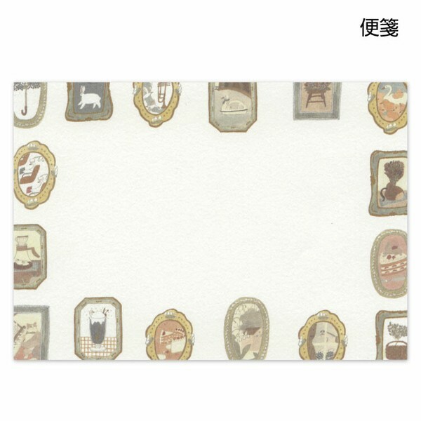 日本 插畫家 Tobimatsu Shoichiro 信紙信封套組 《畫框裝飾》
