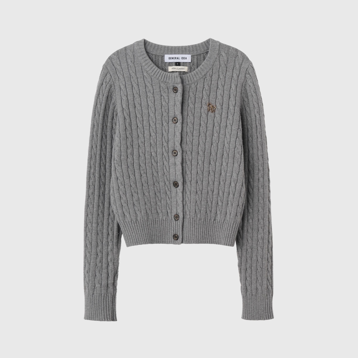 [GENERAL IDEA] NEW CLASSIC WOOL CABLE CREWNECK CARDIGAN