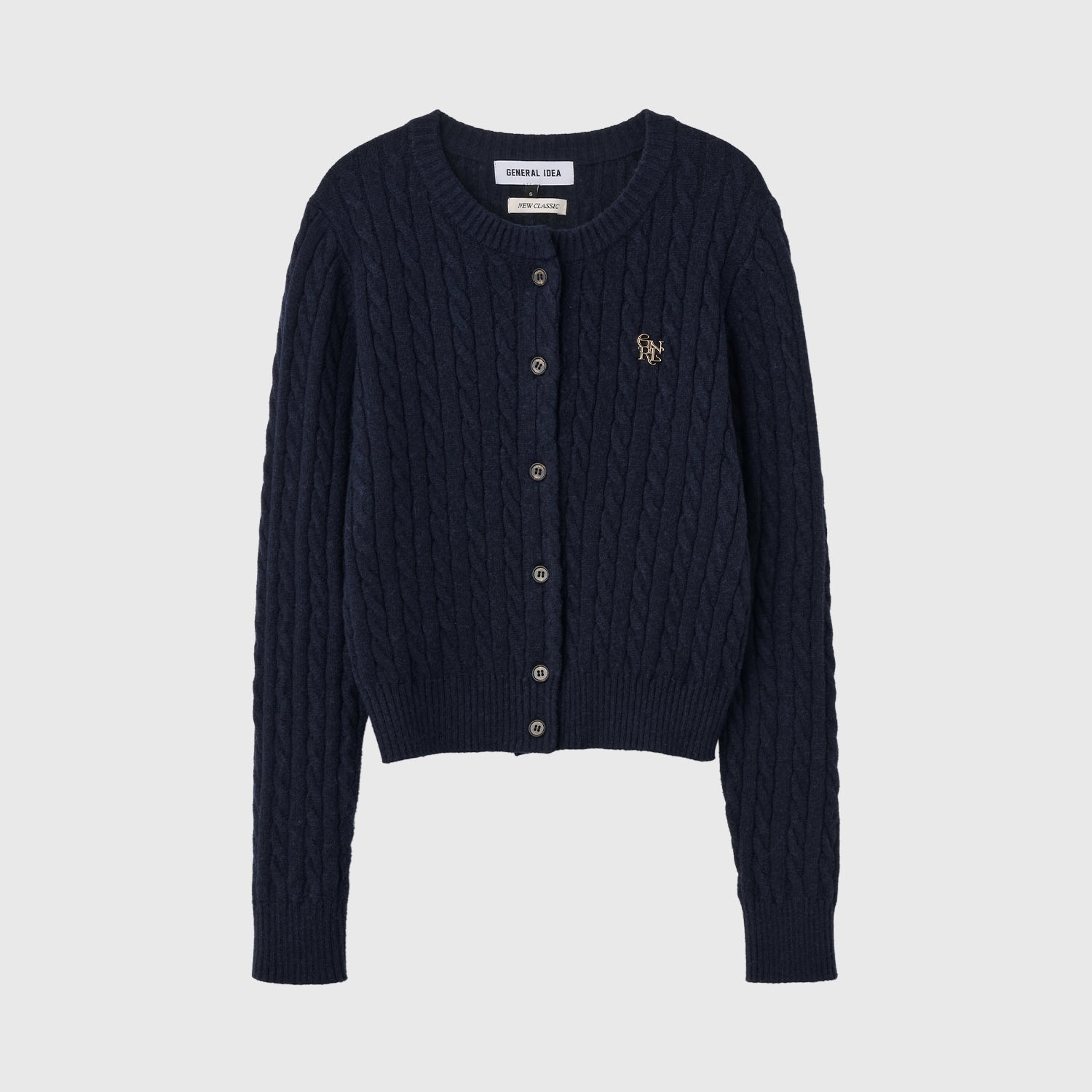 [GENERAL IDEA] NEW CLASSIC WOOL CABLE CREWNECK CARDIGAN