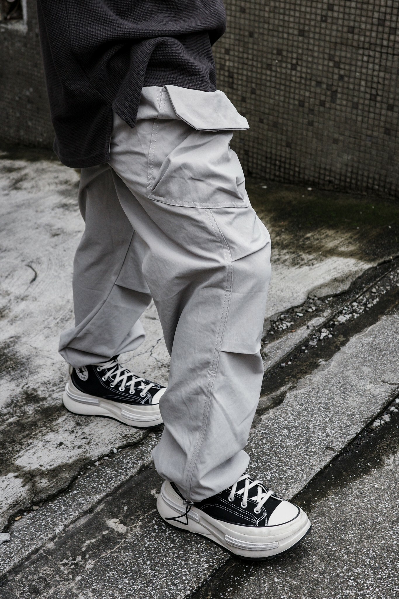 XUDU 斜口袋 工裝 鐵扣 戰術褲 k8607