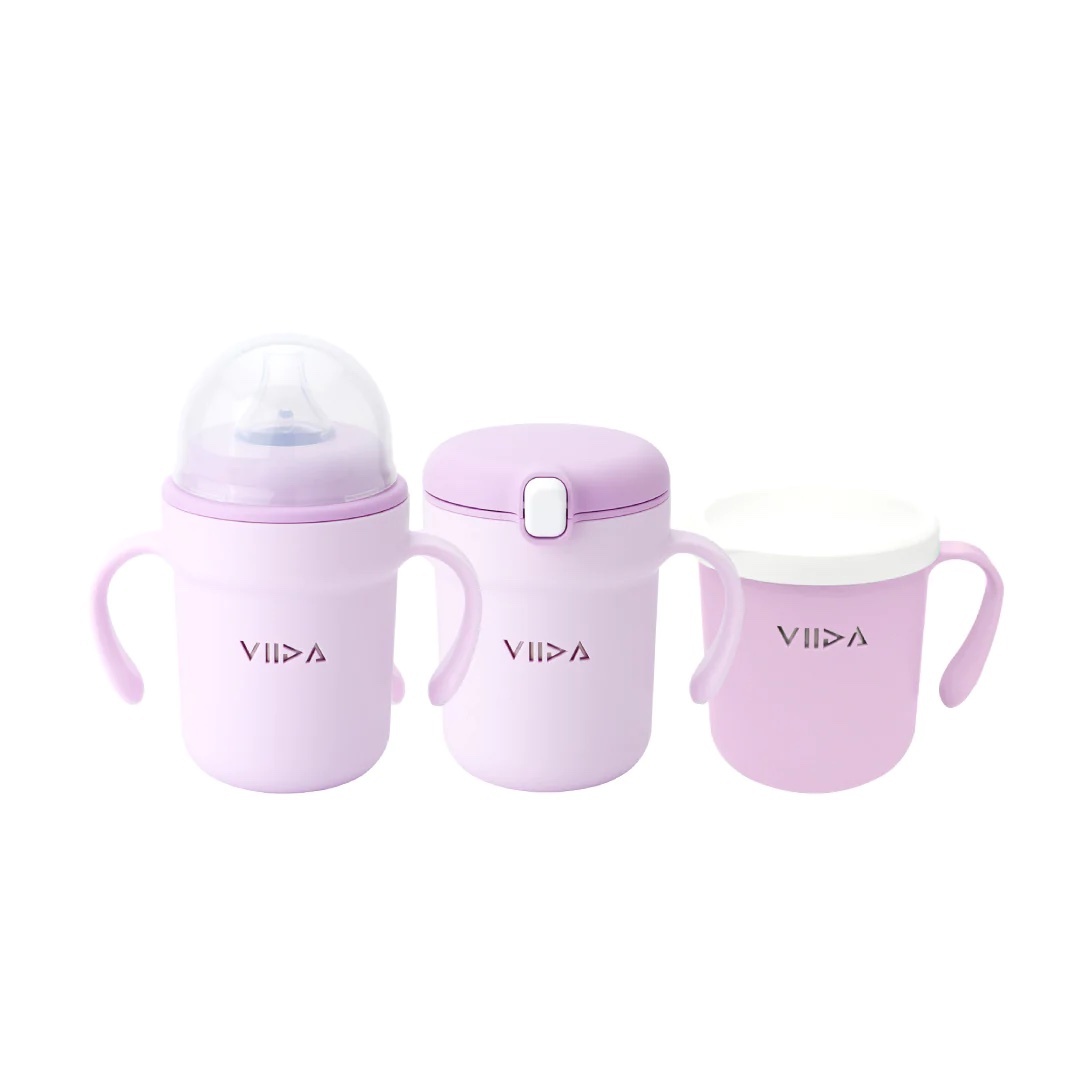 Viida Soufflé Antibacterial Stainless Steel 3-Stage Training Cup Set - Sippy Cup & Spout Cup