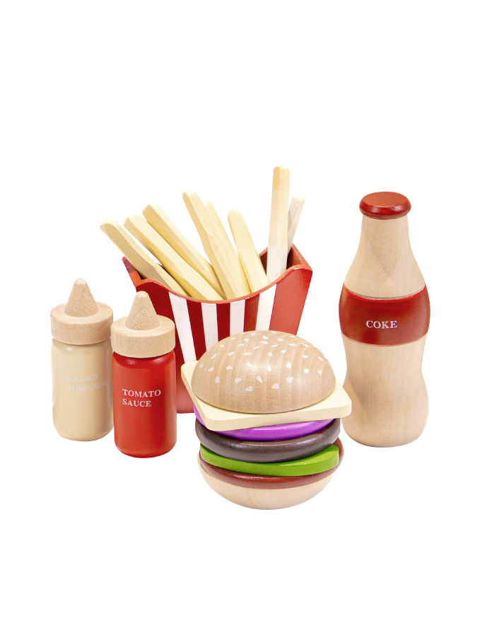 寶貝小廚師-質感木製扮家家酒 美國速食套餐組
