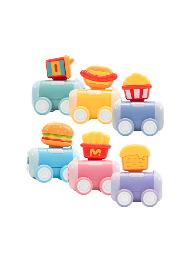 寶貝小司機-可愛造型迴力滑行小汽車 貪吃美食六件組
