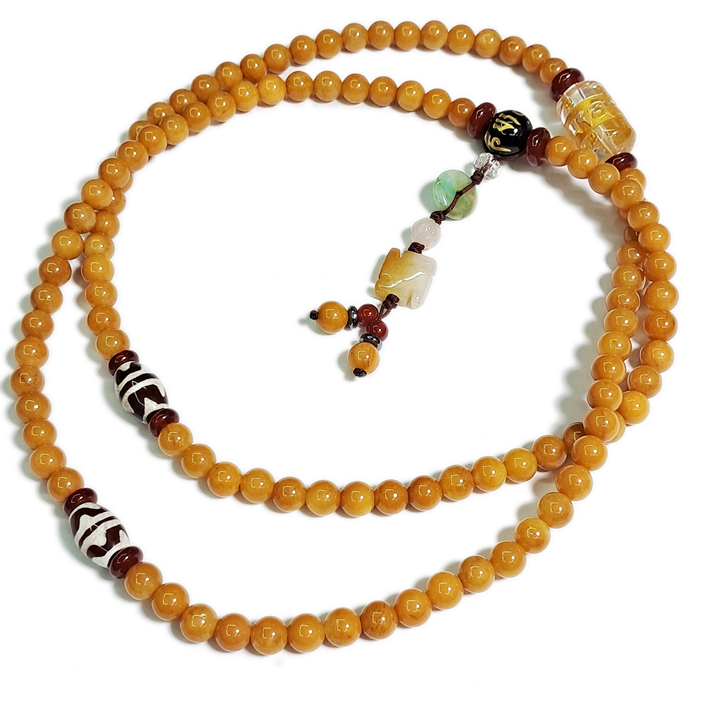 六字真言{金}黃玉108念珠6mm【十方】124954