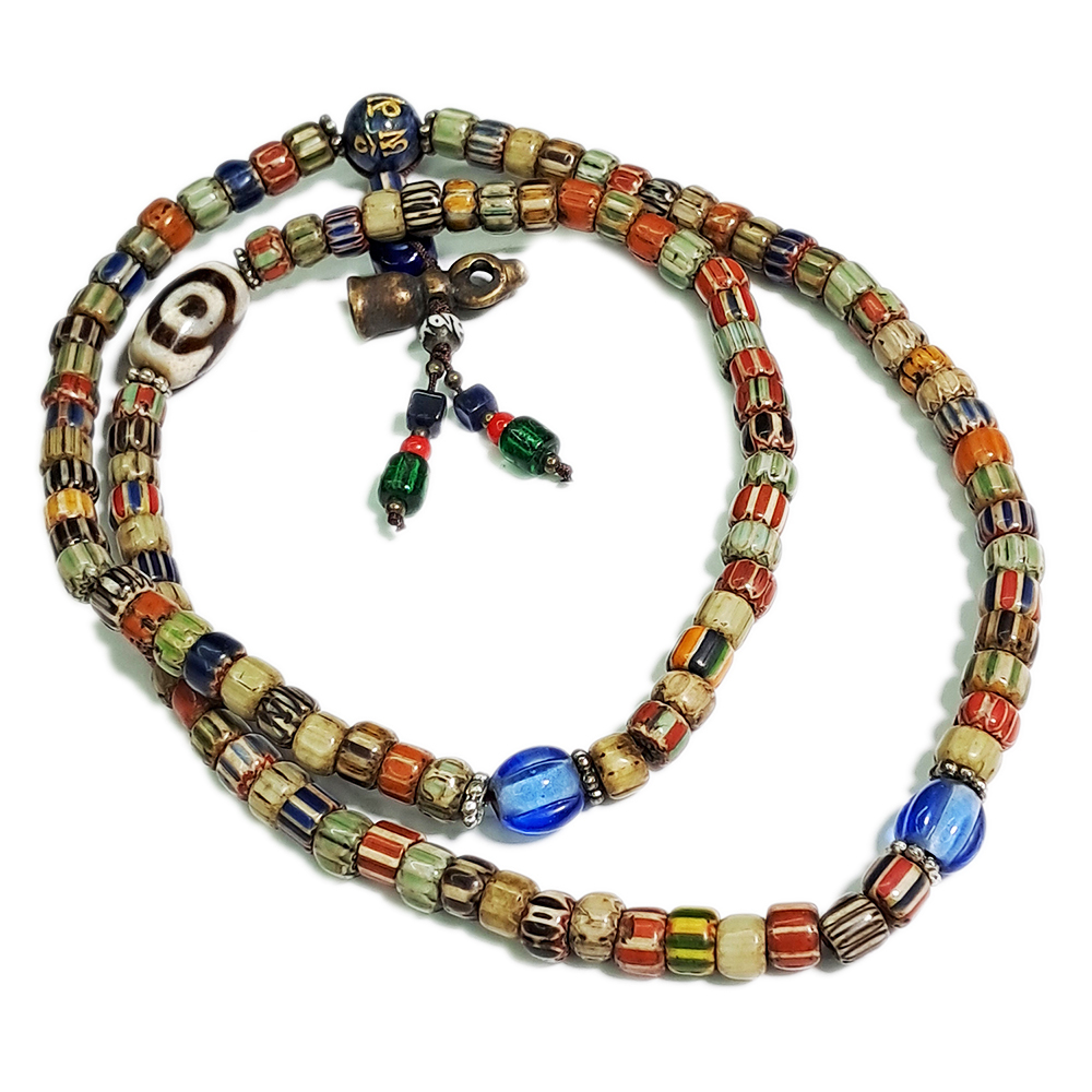 天珠&雪芙蘭琉璃珠108念珠6*5mm【十方】126141