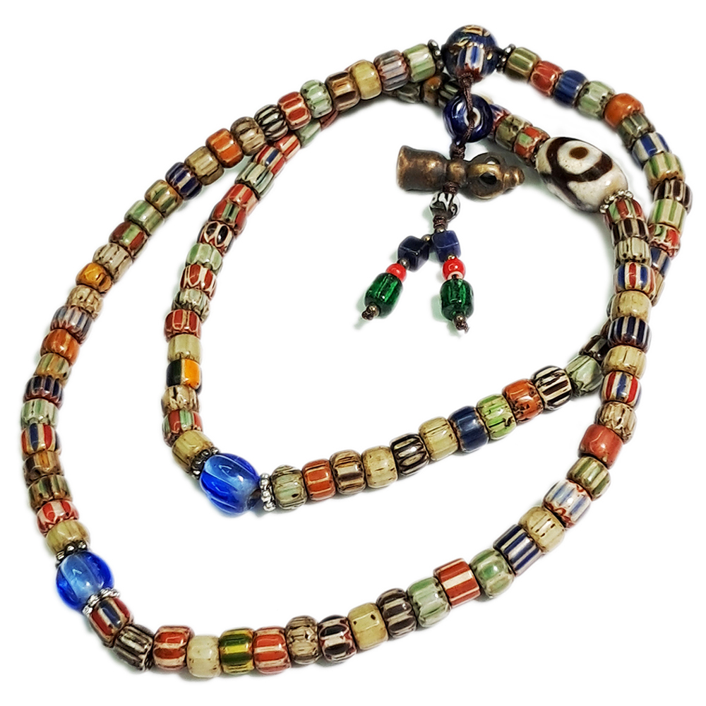 天珠&雪芙蘭琉璃珠108念珠6*5mm【十方】126141