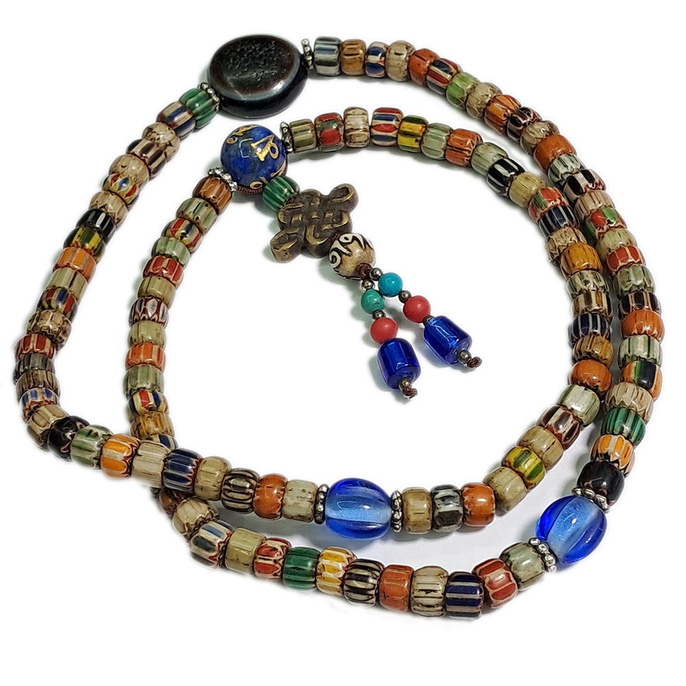 吉祥結{銅}&綠松石&銅珠108念珠4*8mm【十方】150013