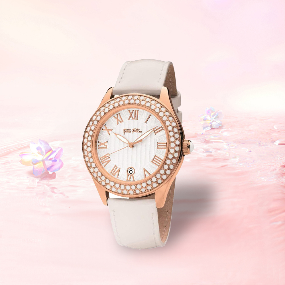 【Folli Follie 芙麗芙麗】 WF9B016SD 優雅 經典 女士 陶瓷錶圈 日本機芯 夜光 日期 手錶 女錶 淑女