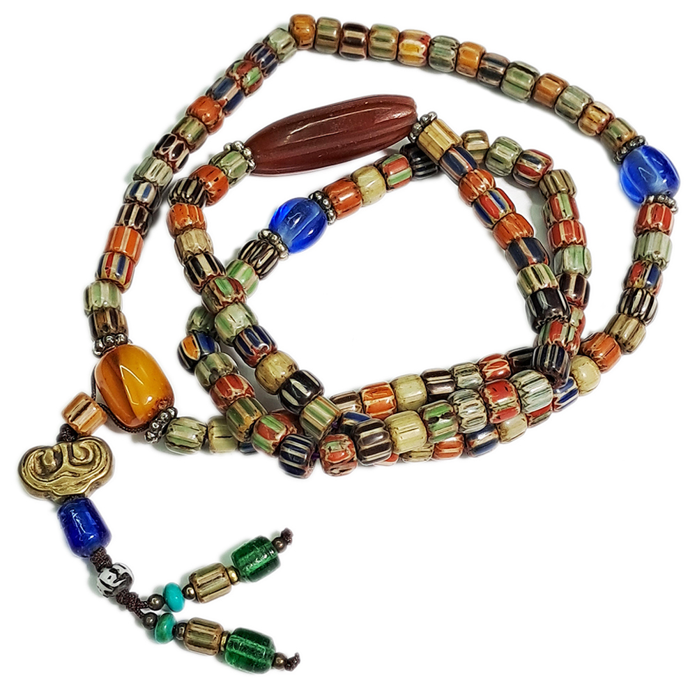 法螺{紅玉髓}&雪芙蘭琉璃珠108念珠6*5mm【十方】126145