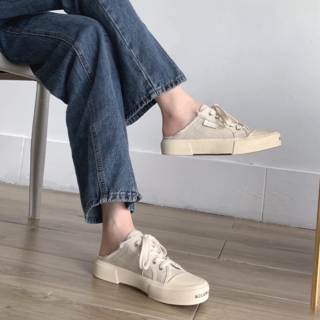 【NICE 歐美日韓代購】24SS Balenciaga巴黎世家-上海經銷商🔥經典logo水洗復古刷破帆布鞋 休閒鞋