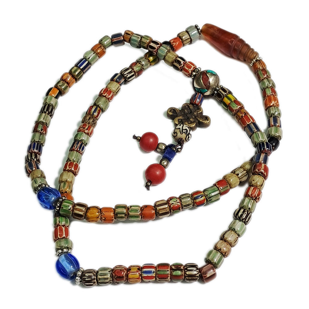 法螺{紅玉髓}&雪芙蘭琉璃珠108念珠6*5mm【十方】126142