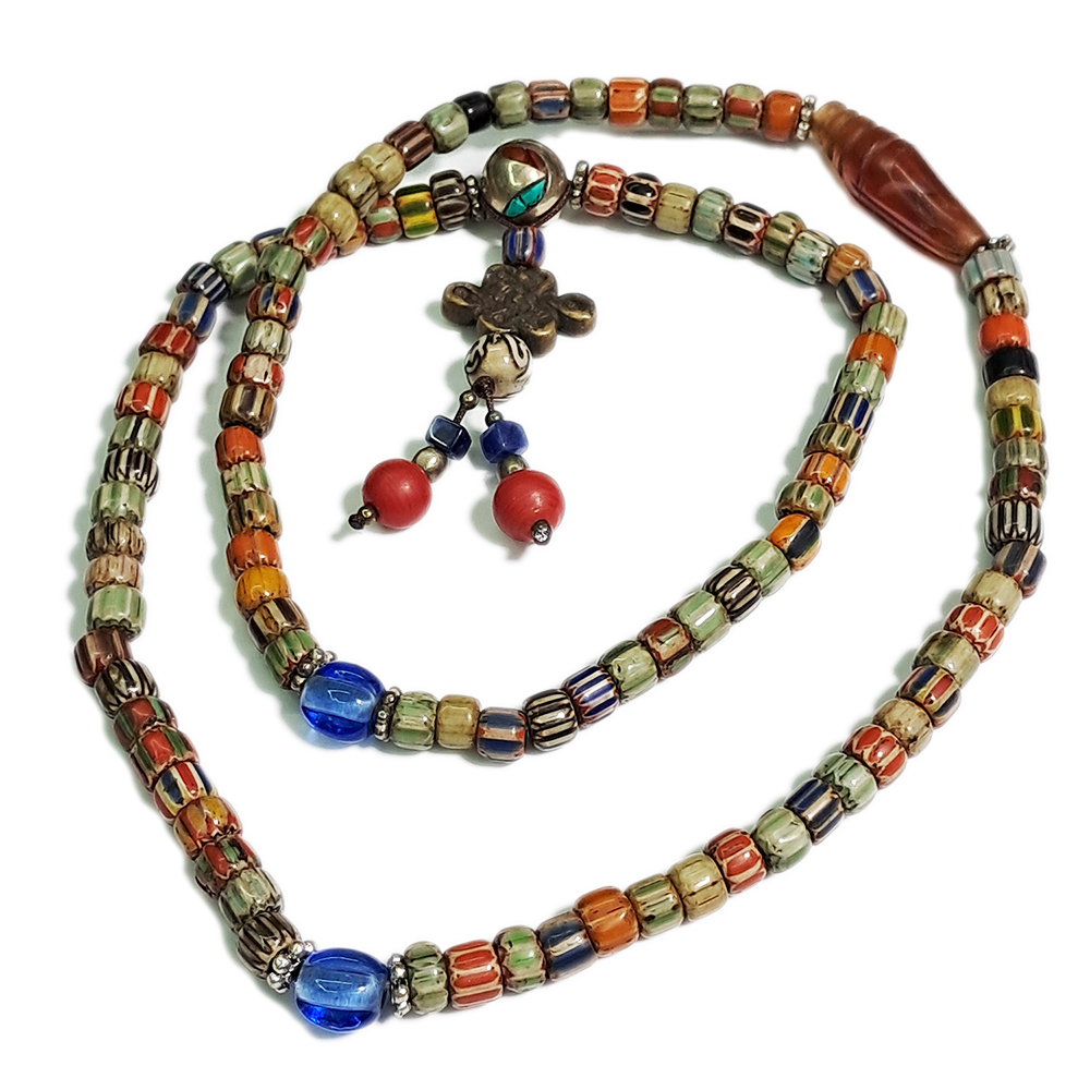 法螺{紅玉髓}&雪芙蘭琉璃珠108念珠6*5mm【十方】126142