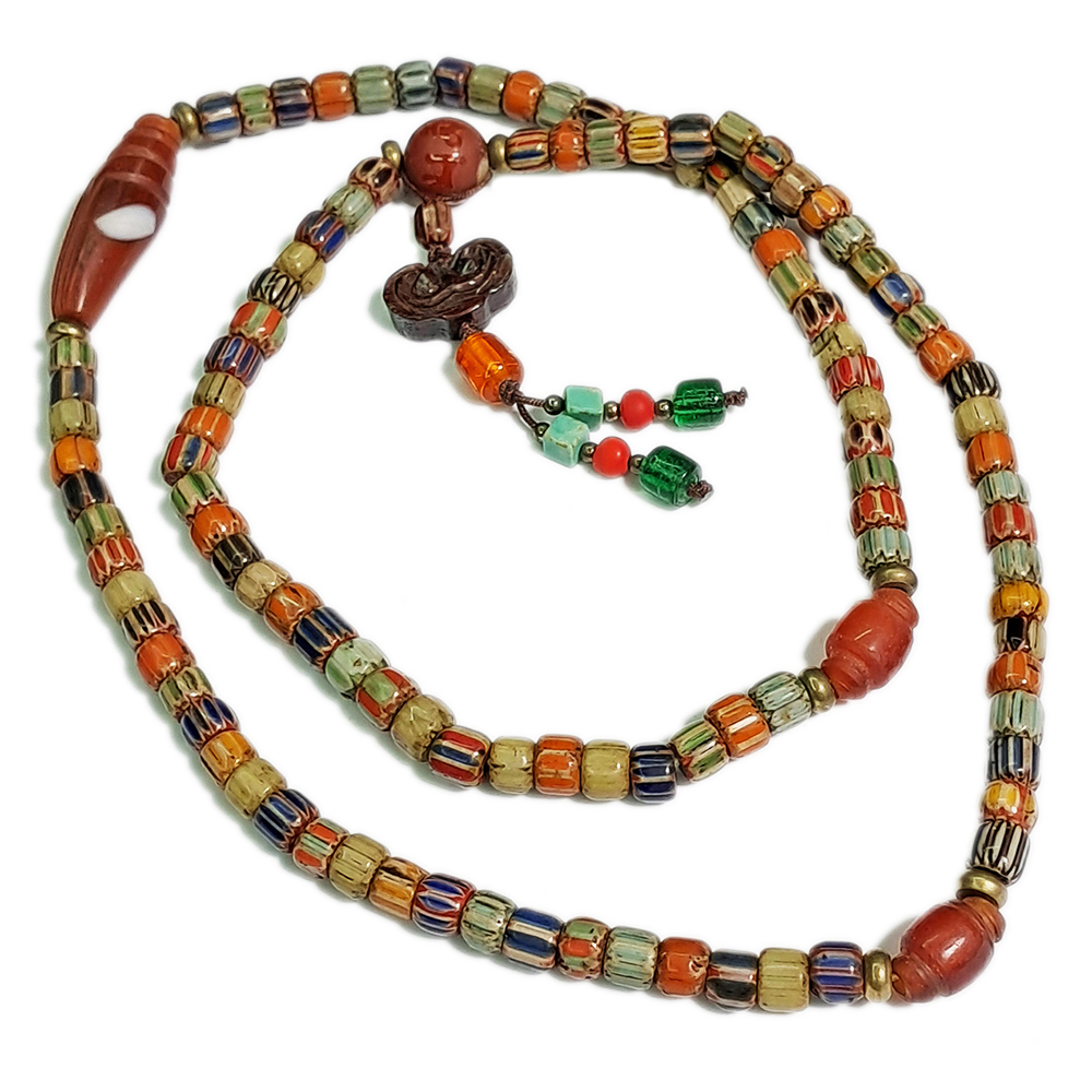 法螺{紅玉髓}&雪芙蘭琉璃珠108念珠6*5mm【十方】126144