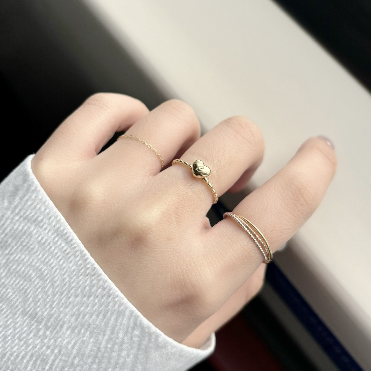 14K Initial Heart戒指