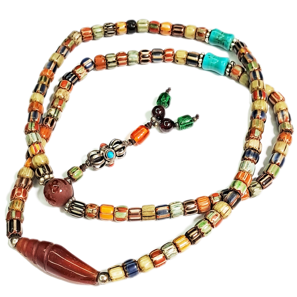 法螺{紅玉髓}&雪芙蘭琉璃珠108念珠6*5mm【十方】126143