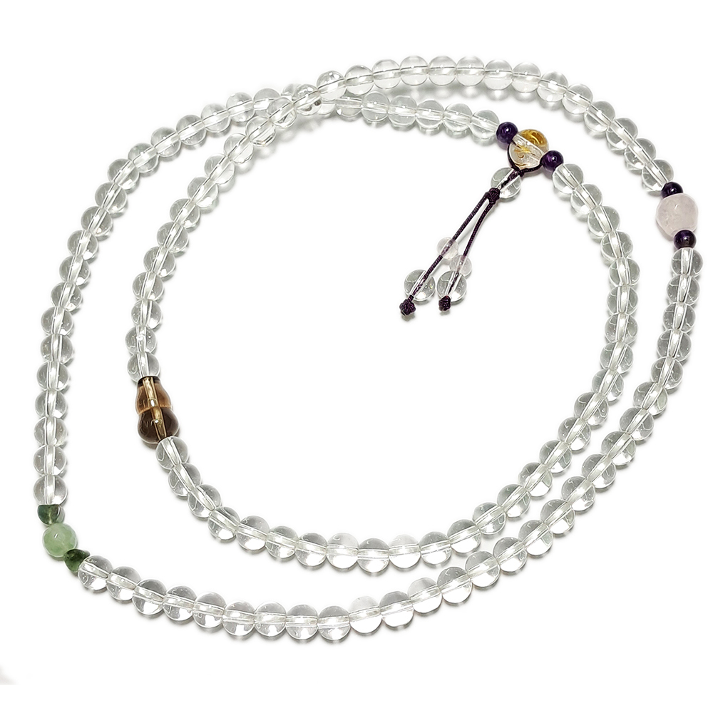 葫蘆{茶晶}&水晶108念珠8mm【十方】152911