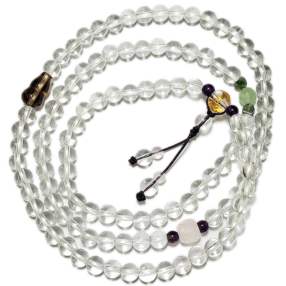 葫蘆{茶晶}&水晶108念珠8mm【十方】152911