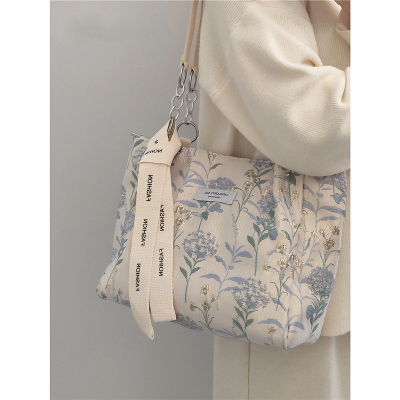 Small Fresh Floral Print Canvas Bag