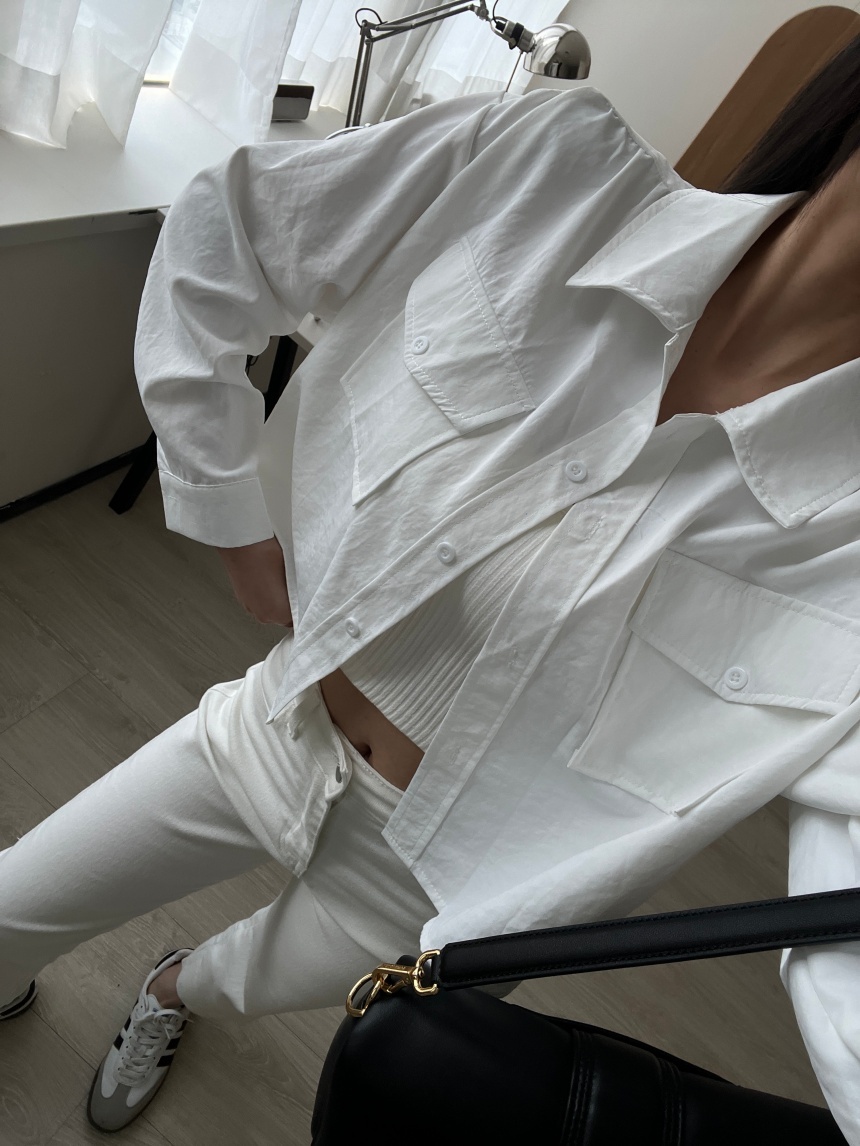 休閒棉短版襯衫*4色