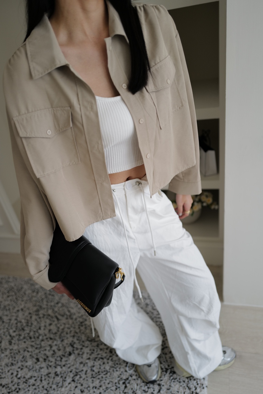 休閒棉短版襯衫*4色