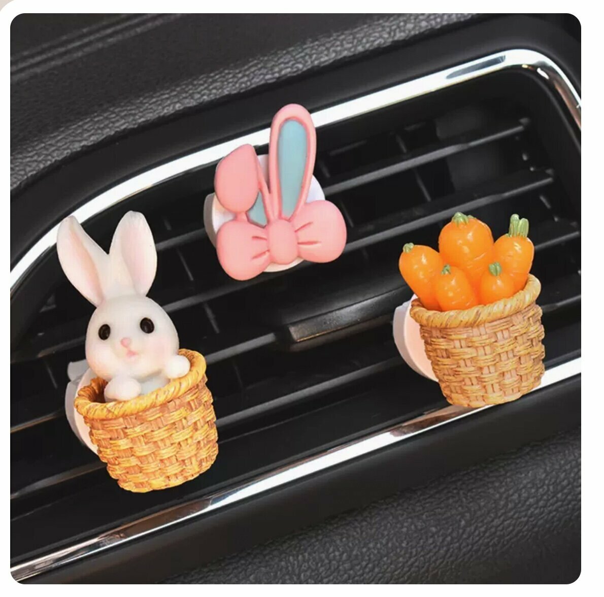 Hot Selling [Set of 3] Car Air Vent Aromatherapy Pendant (Bamboo Basket Carrot)