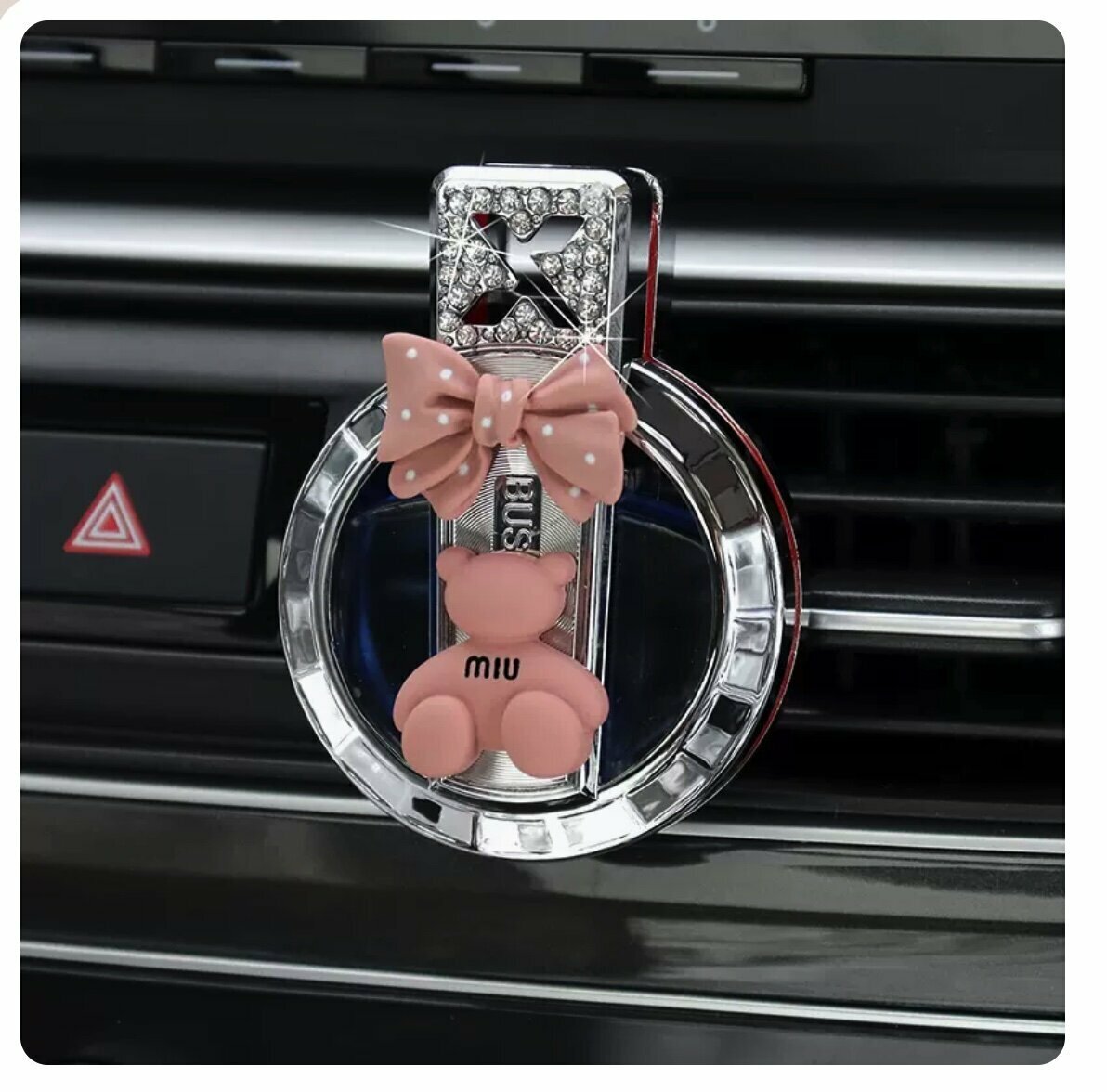 Hot selling car aromatherapy empty bottle (pink miu bear + perfume bottle, 5.5*7cm)