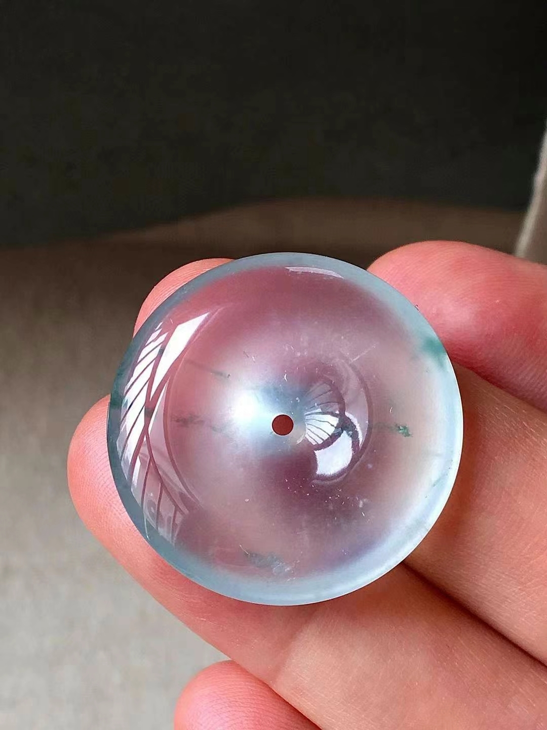 826551 翡翠玻璃種飄花平安扣 (24.6mm直徑)