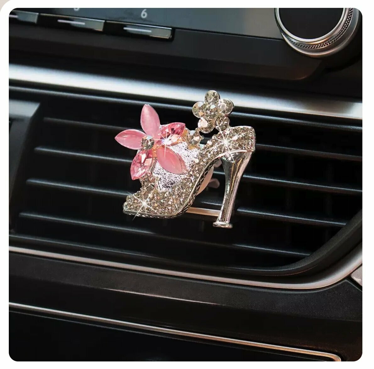 Hot selling car diamond-encrusted aromatherapy ornaments (pink crystal shoes)