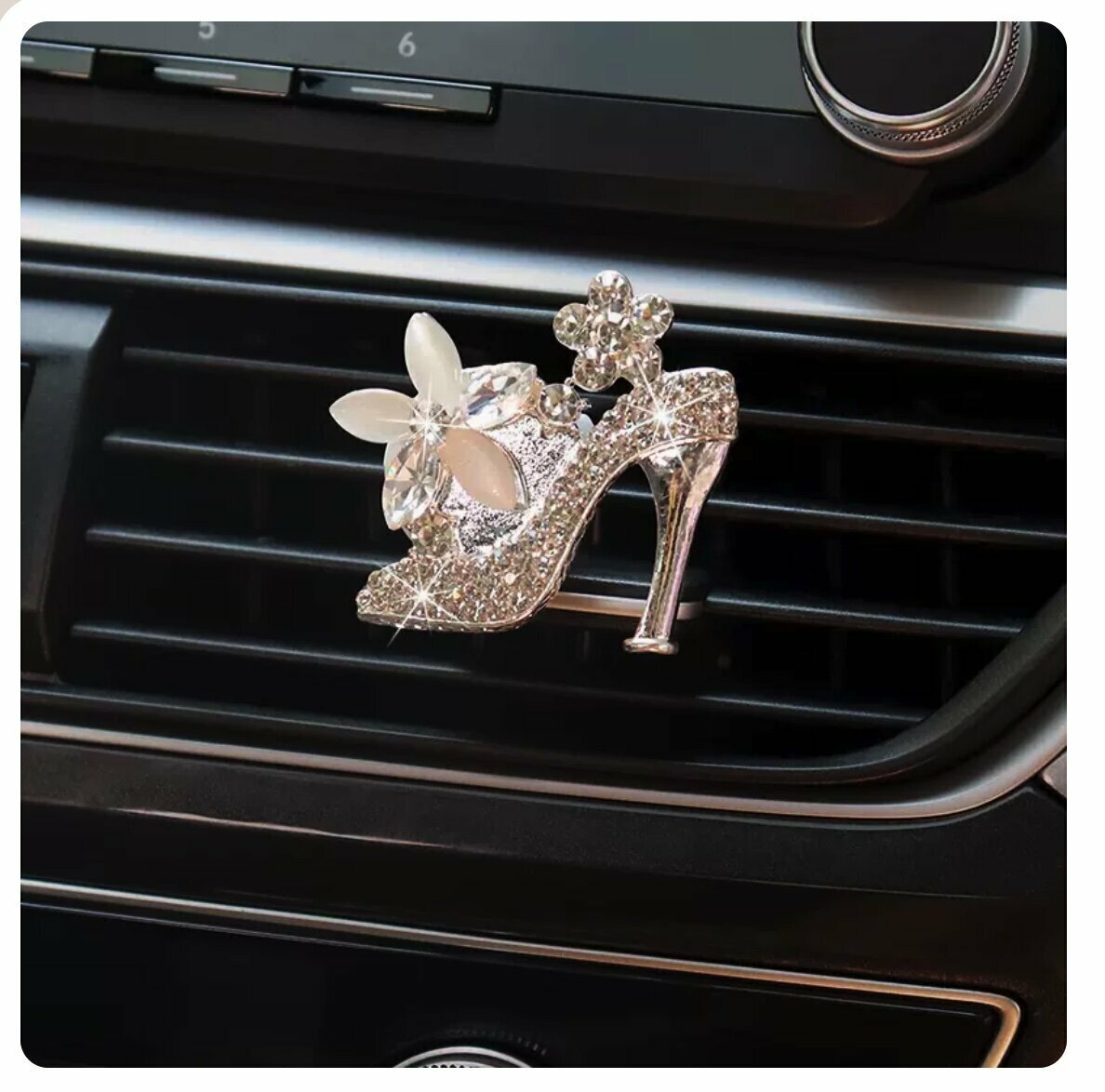 Hot selling car diamond-encrusted aromatherapy ornaments (white crystal shoes)