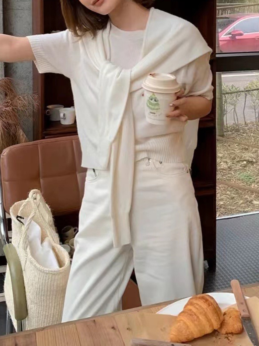 2件式披肩針織上衣*4色