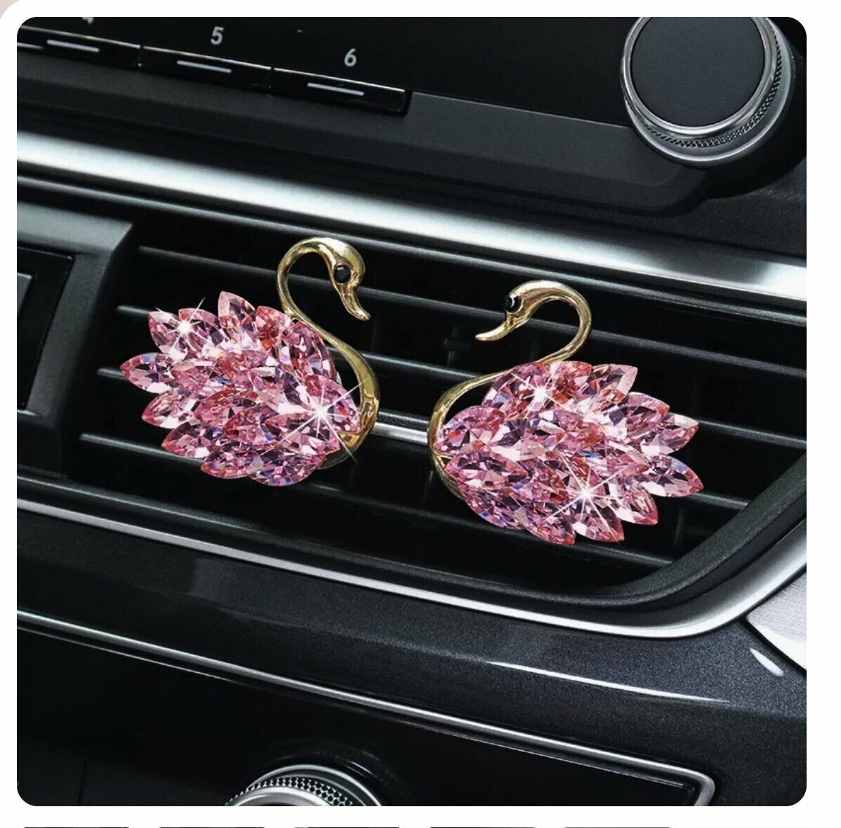 Hot Selling [Pair Pack] Car Air Conditioner Air Vent Aromatherapy Ornaments (Pink Crystal Style)