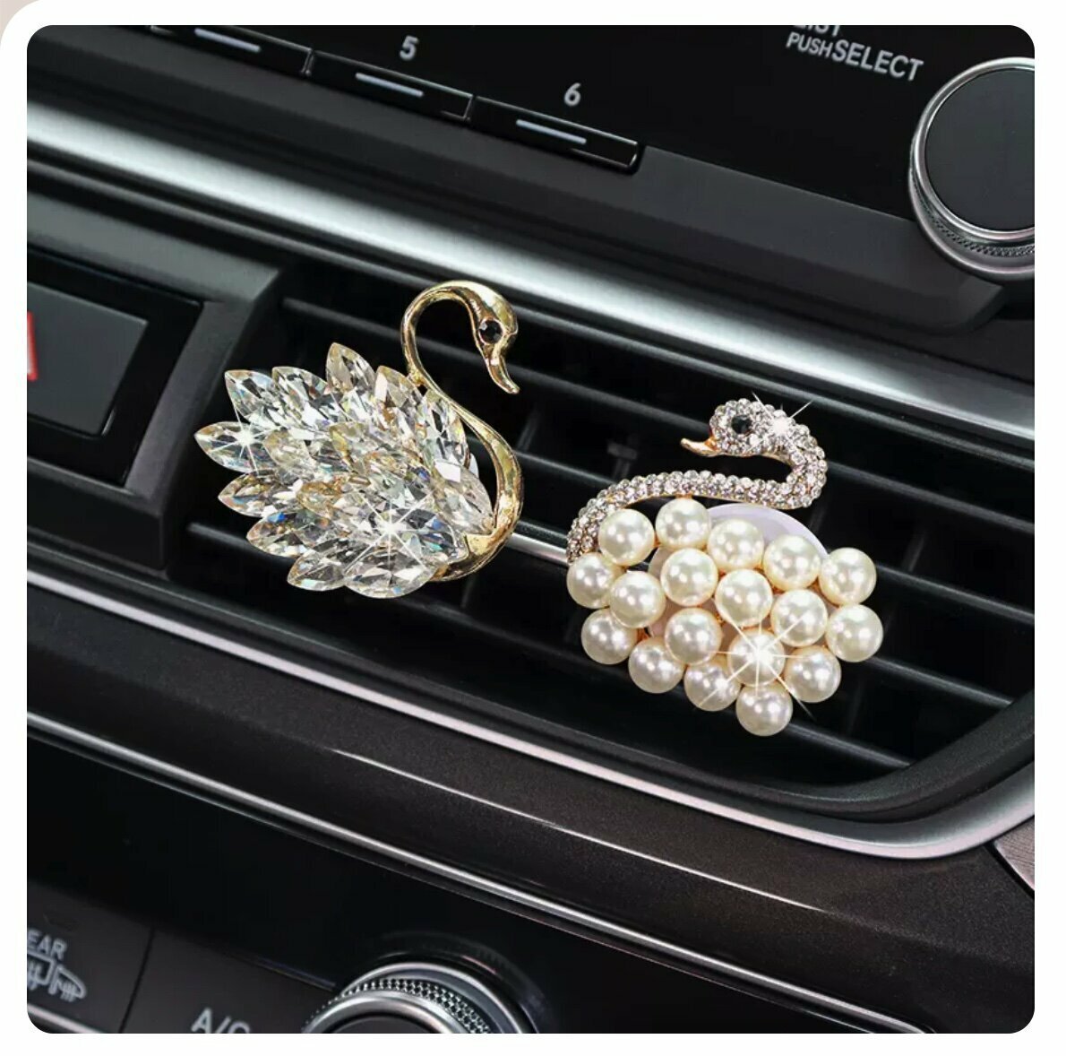 Hot Selling [Pair Pack] Car Air Conditioner Air Vent Aromatherapy Ornaments (Transparent Crystal Style + Pearl Style)