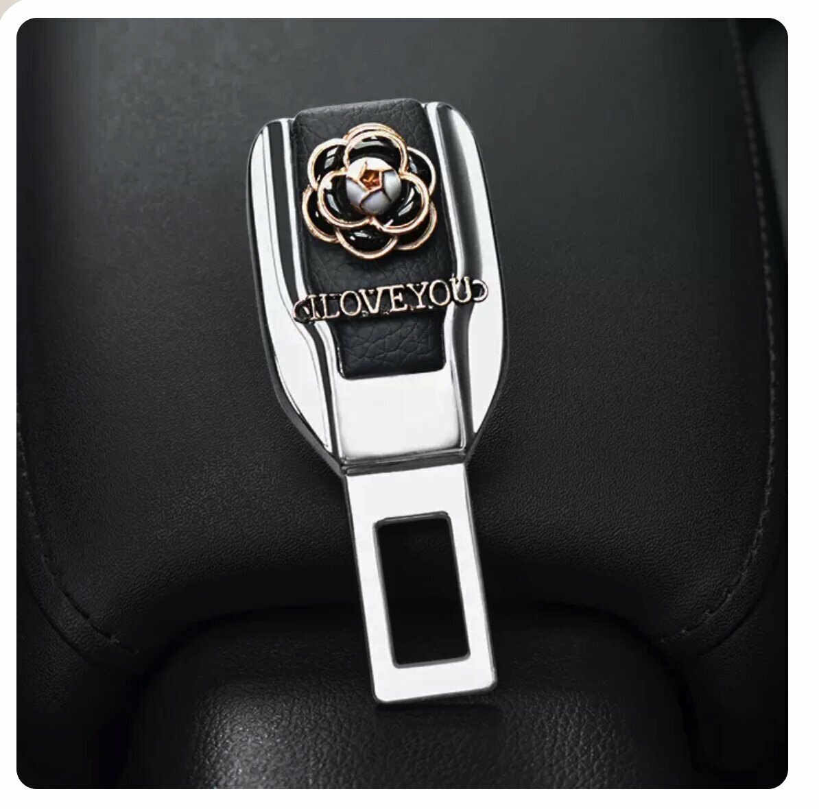 Popular Car Seat Belt Extension Plug Buckle Fixing Clip (Black Camellia)