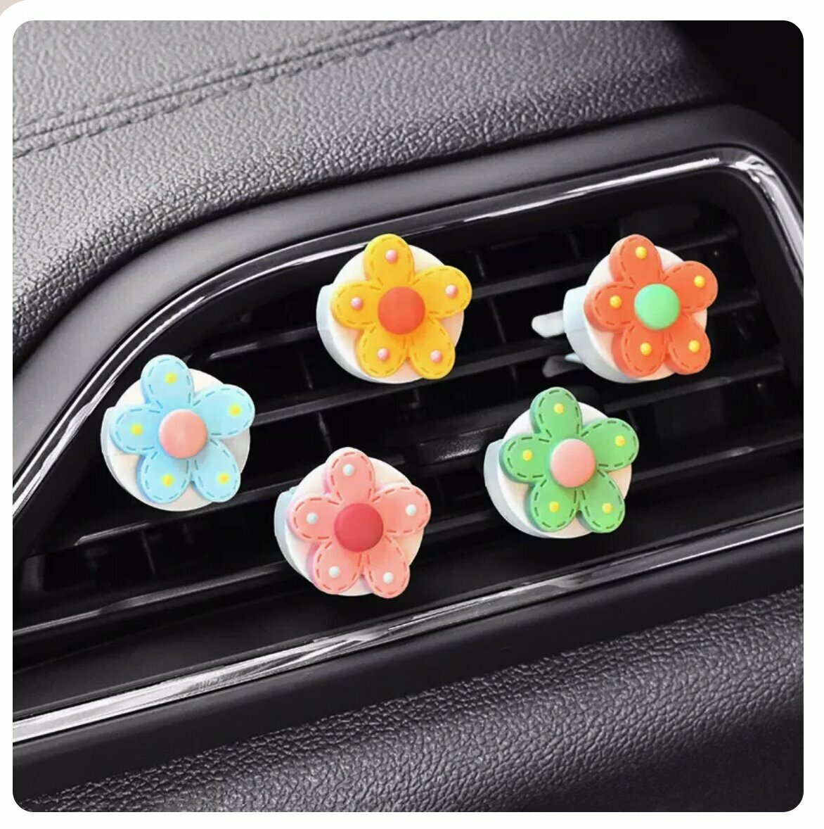Hot Selling [5-Piece Set] Car Air Vent Clip Aromatherapy Car Decoration (Colorful Flowers)